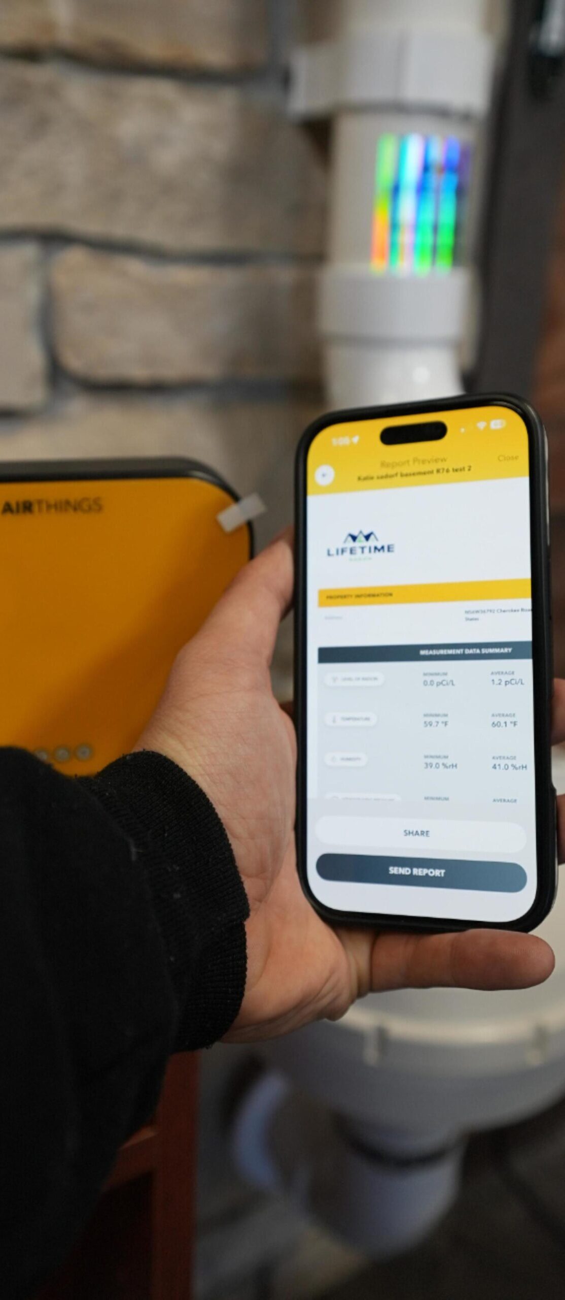 radon test kit with mobile app for monitoring radon gas levels